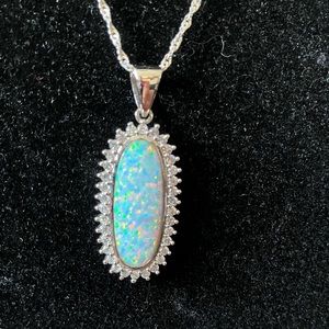 Opal & 925 Sterling Silver Necklace